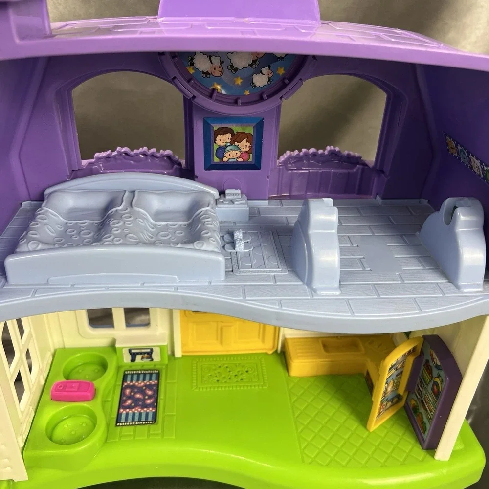 2008 Fisher Price Little People Happy Sounds Home Purple Testing Working Vintage